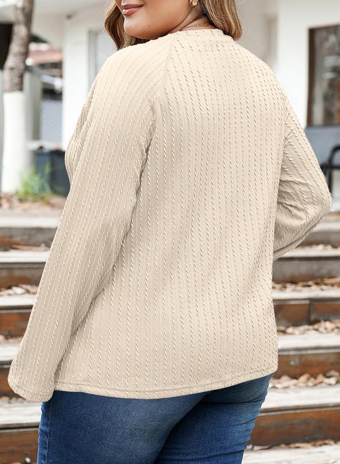 Eytino Plus Size Tops for Women Long Sleeve Crewneck Loose Casual 2026 Fall Fashion Knit Basic Tee(1X-5X) - Image 2