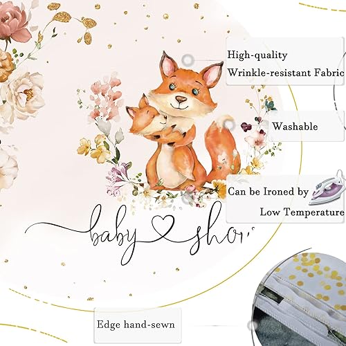 Miniatura 7 de Telón de fondo para baby shower de zorro para niñas, flores de fotografía con texto en inglés "It's a Girl", fondos de fotografía de animales
