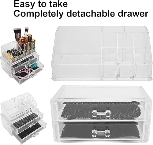 Miniatura 3 de Makeup Storage Box Organizer Transparent Two Tier Cosmetic Jewelry Lipstick Display Holder Durable PS Material Beauty Tool Organizer For Makeup