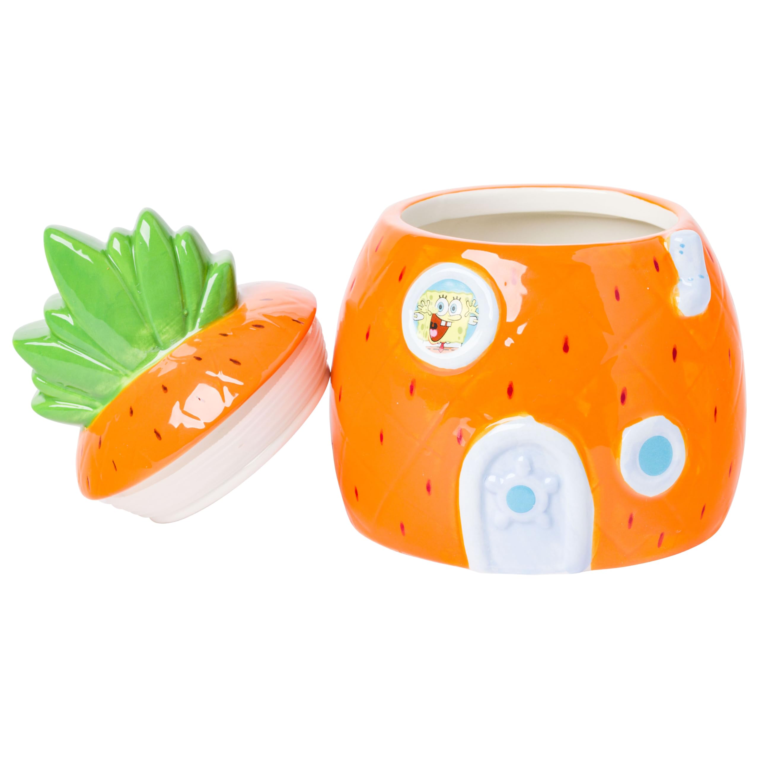 Silver Buffalo Disney Alice in Wonderland Flowers and Mushrooms Glass Cookie Snack Candy Jar with Lid (Small): Spongebob Squarepants (Ceramic Sculpted) 1 Ounces