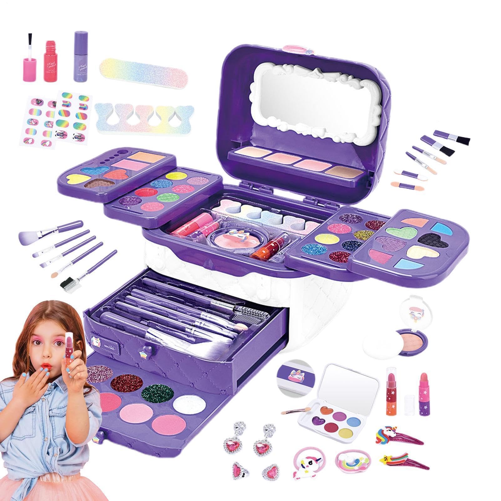 I bambini giocano a truccarsi, truccarsi con i giocattoli Kit giocattolo | Giochi finti Kit trucco per bambini con specchi, di vestire la principessa, giocattolo di