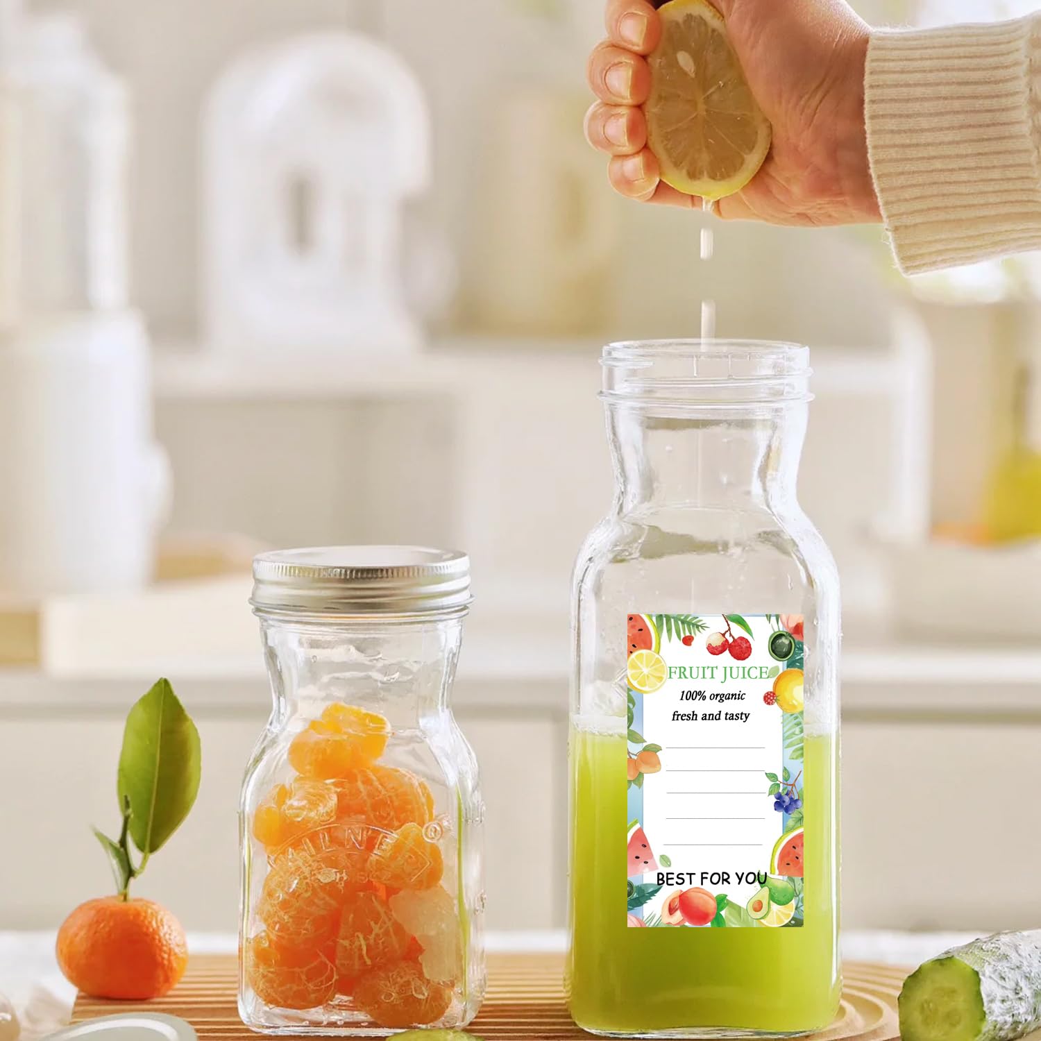 300 Etichette Autoadesive Per Bottiglie Di Succo, 4,1x6,1 Cm, Con Disegni Di Frutta, Per Bottiglie Di Plastica E Vetro Da 4-12 Once