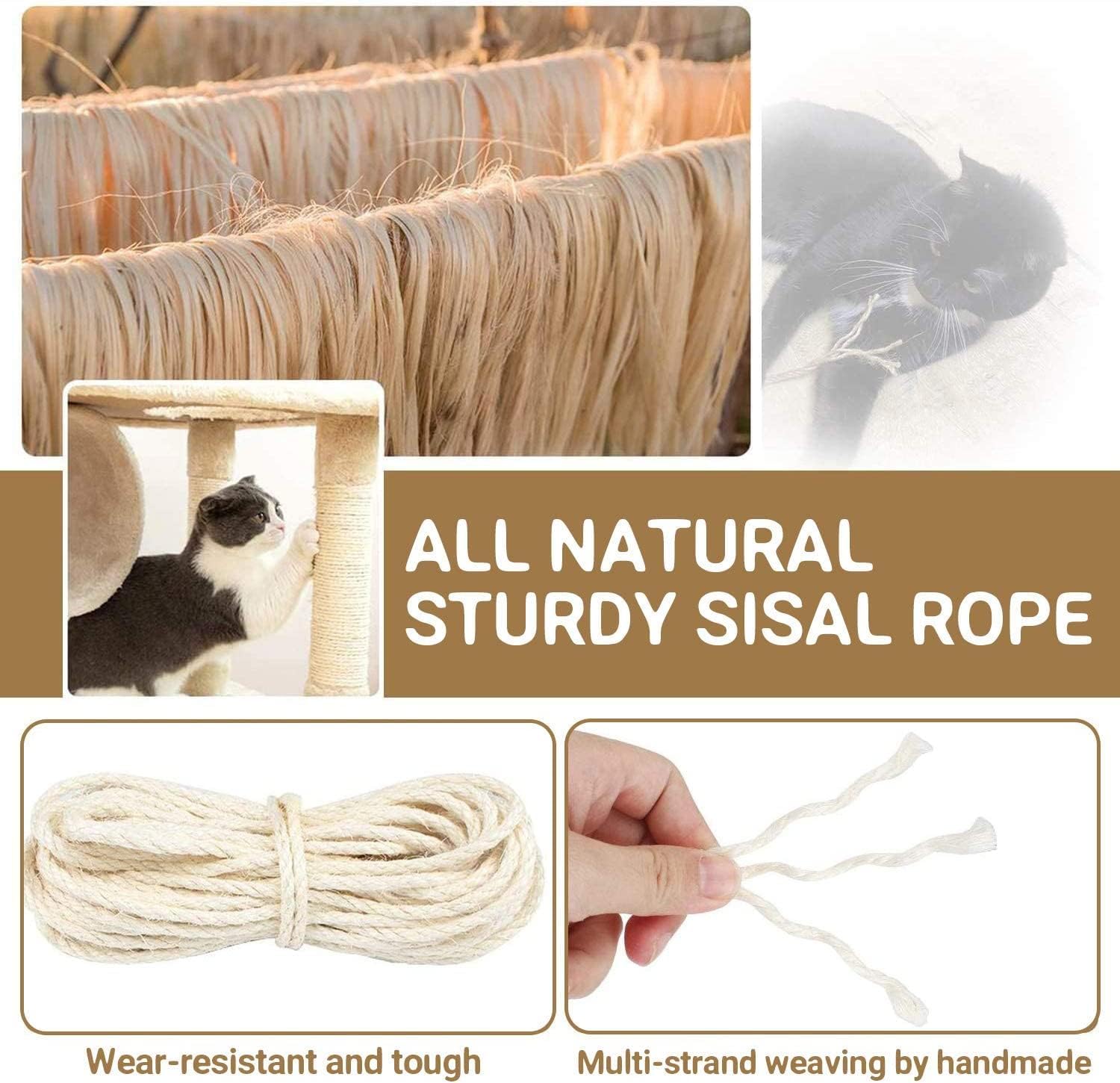 Cuerda de sisal para rascador, rascador, árbol para gatos, color blanco, 6 mm, 50 m