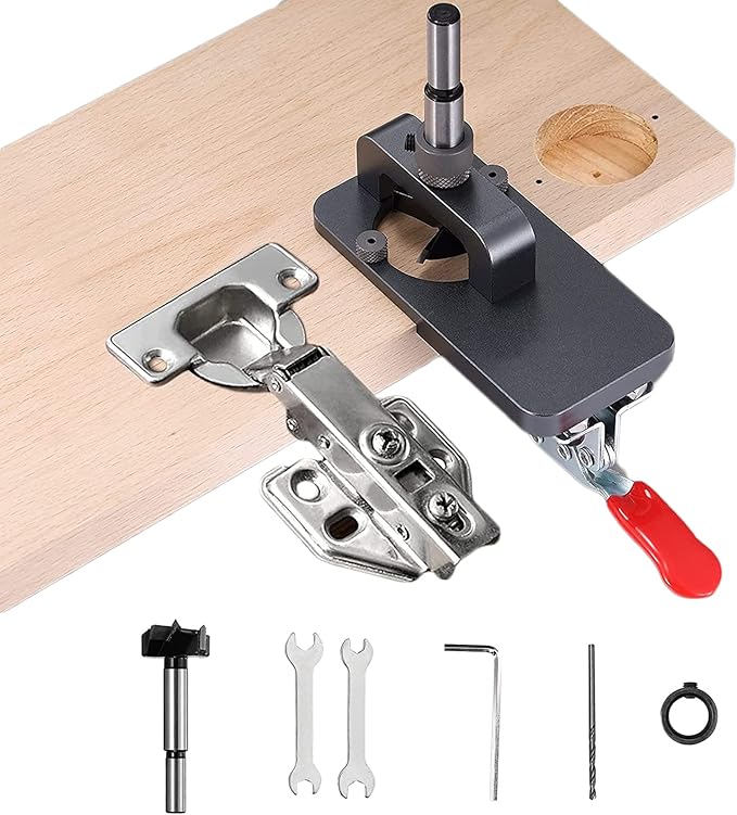 35mm Concealed Hinge Jig, Wimayo Aluminum Alloy Hinge Jig Drill Guide Locator for