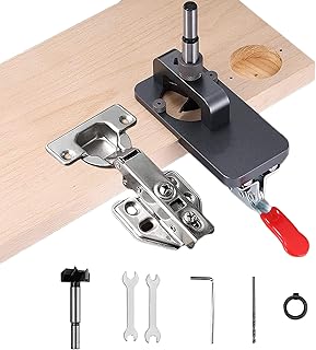 35mm Concealed Hinge Jig, Wimayo Aluminum Alloy Cabinet Hinge Jig Drill Guide Locator for Cabinet Door Hinges Inset, Accurate Locking Woodworking Dowel Jig Door Hinge Jig Drilling Hole jig