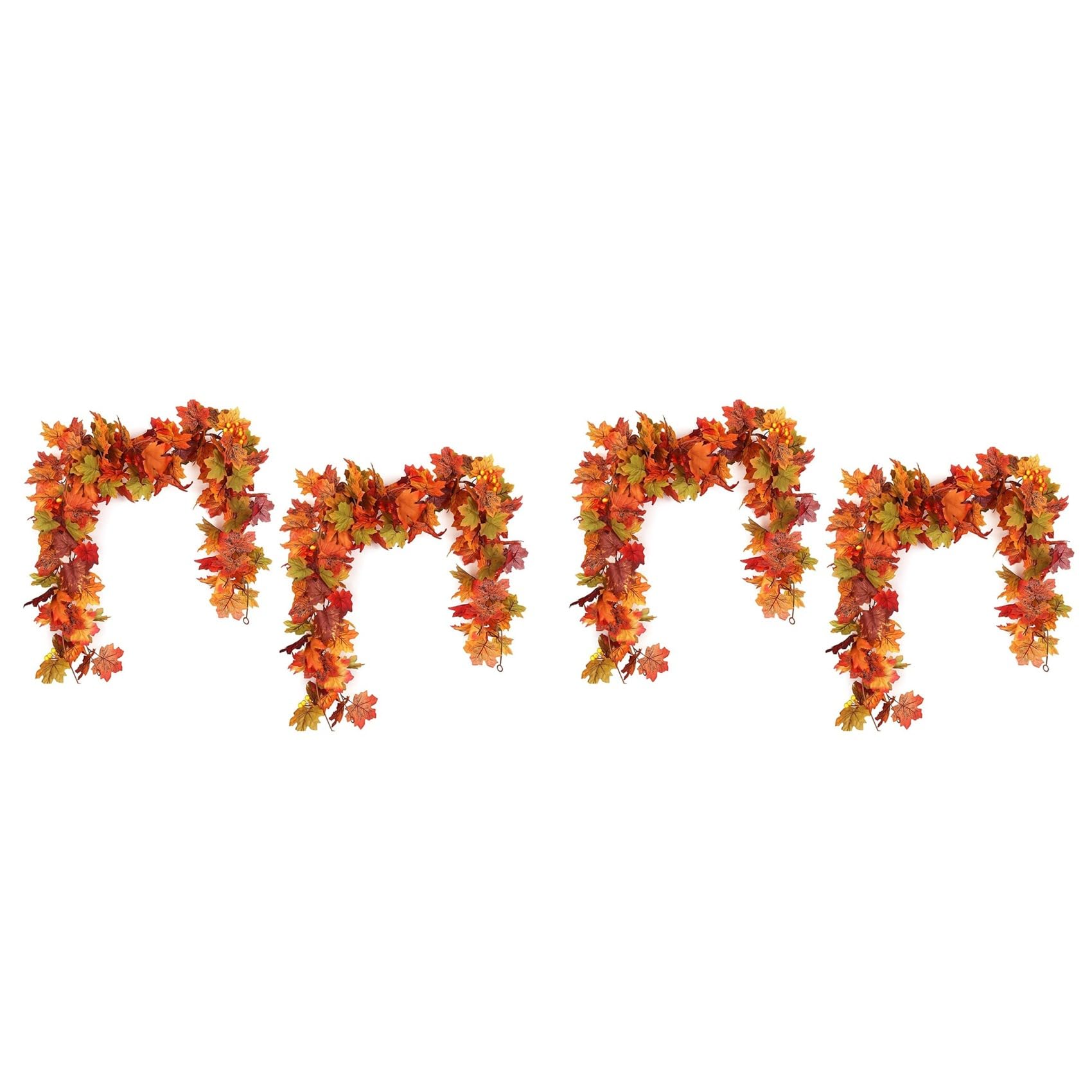 Vjsujehgy Thanksgiving Garlands 4PCS Artificial Fall Garland Maple Leaves 5.8ft Decorative Autumn Garland for Fireplace Door Frame