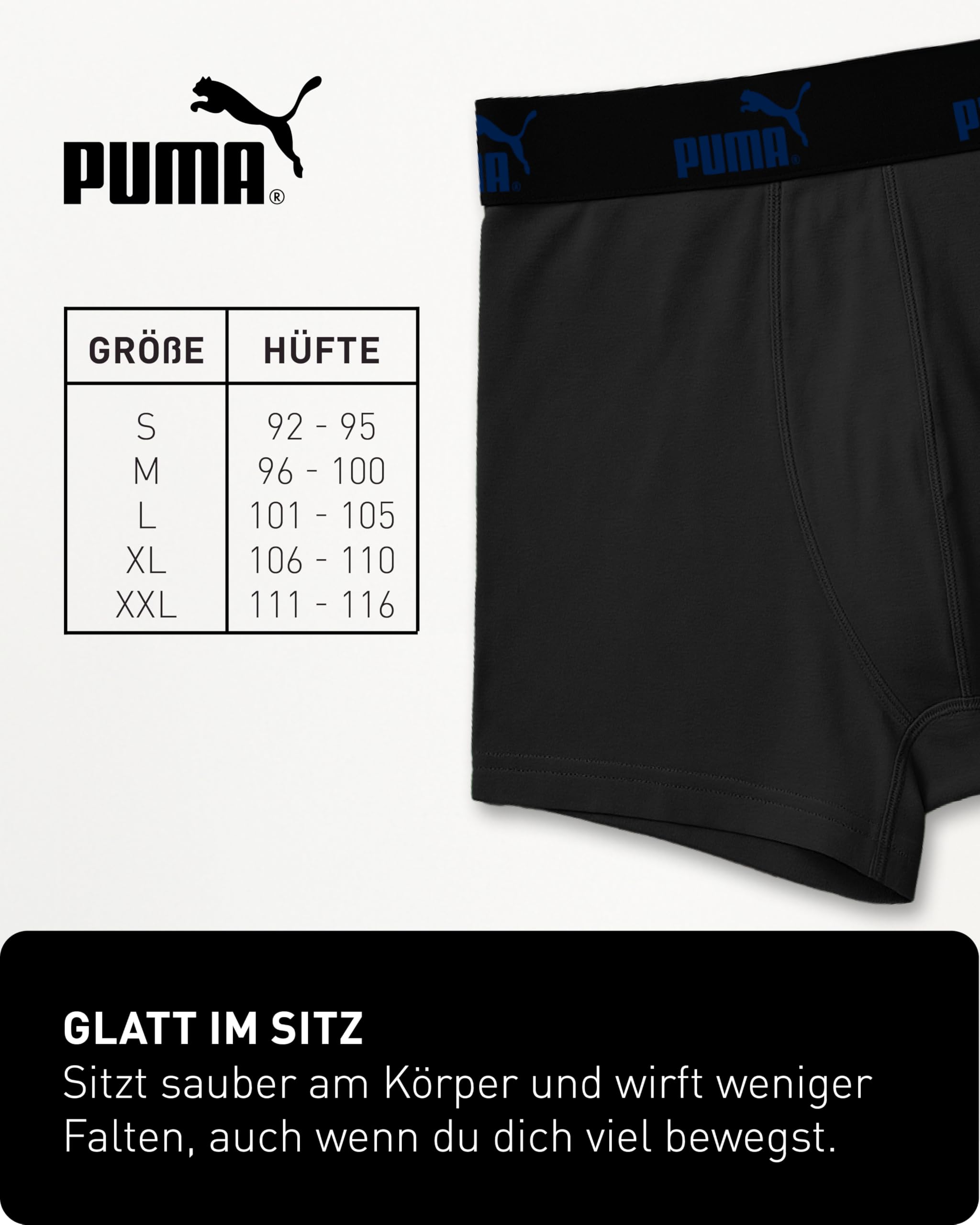 PUMA Boxershorts für Herren, Basic-Modell, limitierte Auflage, Schwarz, 6er Pack