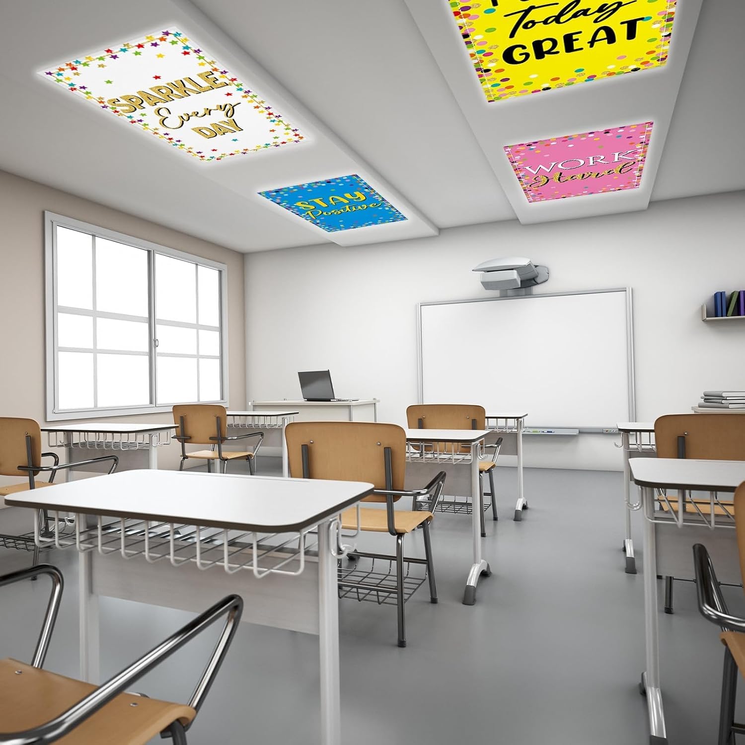 8 Pcs Fluorescent Light Covers with 80 Magnets Decorative for Classroom Ceiling Lights 4 x 2 Feet Magnetic Light Cover Filter Easy Install for Office Hospital Home Ceiling Supplies (Colorful Confetti)