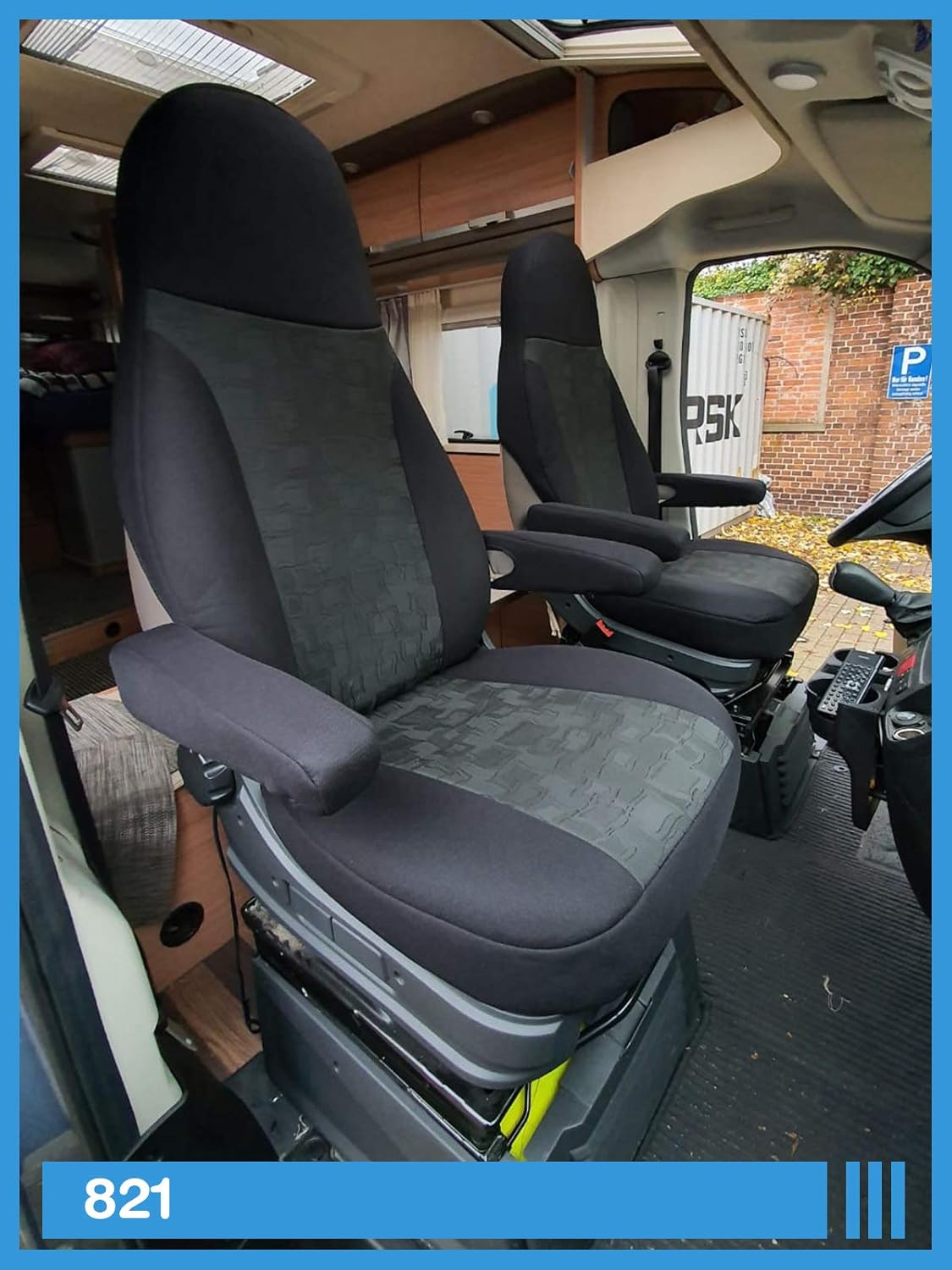 BREMER SITZBEZÜGE Dimensions seat Covers Compatible with Motorhome Driver and Passenger, Colour Number: 821 (Black)