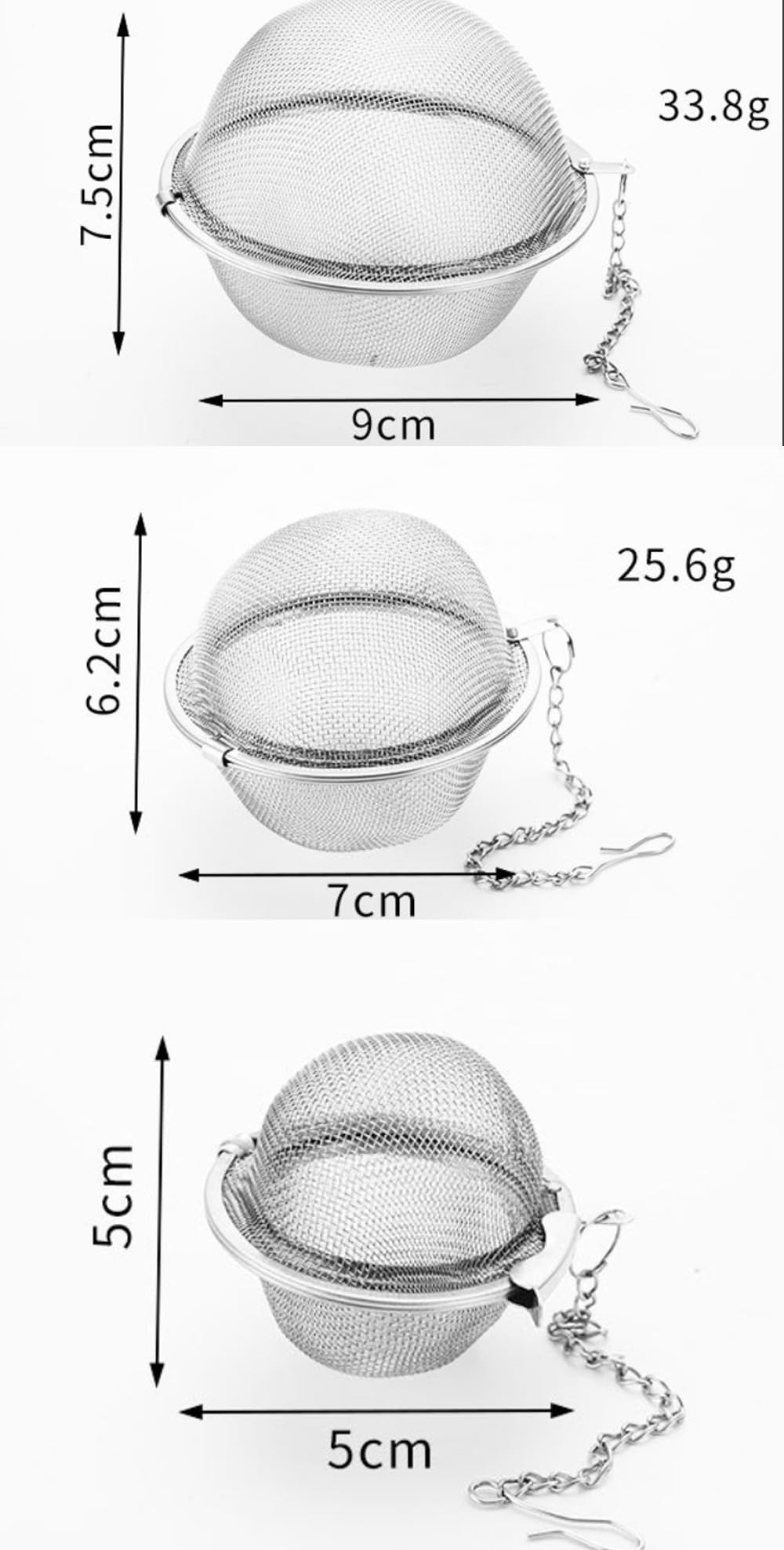 2 Filtri Per Tè In Acciaio Inox A Rete Extra Fine, Riutilizzabili E Lavabili In Lavastoviglie, Infusori Per Tè Sfuso Senza BPA, Colino Per Erbe E Tè In Foglie - Set Da 2, Argento