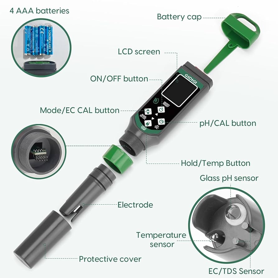 PH Meter Digital Display Color Screen 4 In 1 PH Tester PH EC TDS Temp