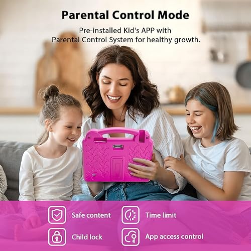 Miniatura 3 de paitanry Tablet Android de 10 pulgadas, Android 15 Kids Tablet, A523 Octa-Core, 8GB+64GB, 1TB expandible, WiFi 6 (2.4G+5G), funda EVA con soporte,