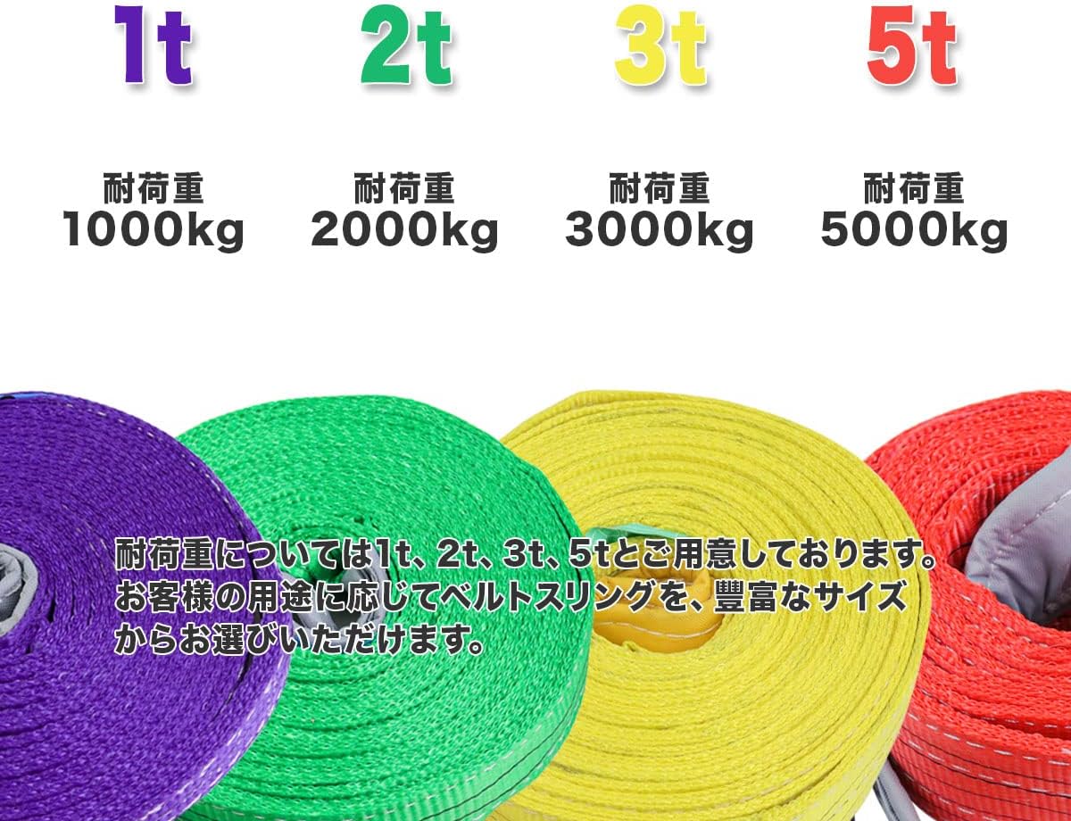 スリングベルト [4本 セット/耐荷5t/長さ 5m] スリング ベルト 吊上げ 