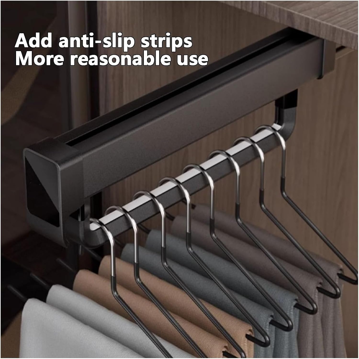 引き出し式ハンガーレール、引き出し式ハンガーロッド 伸縮式パンツホルダー、アルミ合金引き出し式クローゼットロッド、トップマウント式ズ