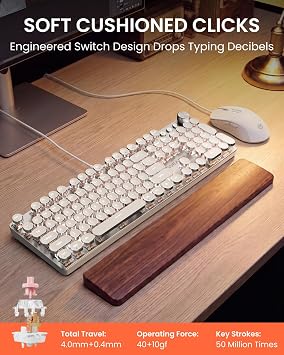 Wired Typewriter Keyboard and Mouse Combo, White Backlit, Soft Clack, Green