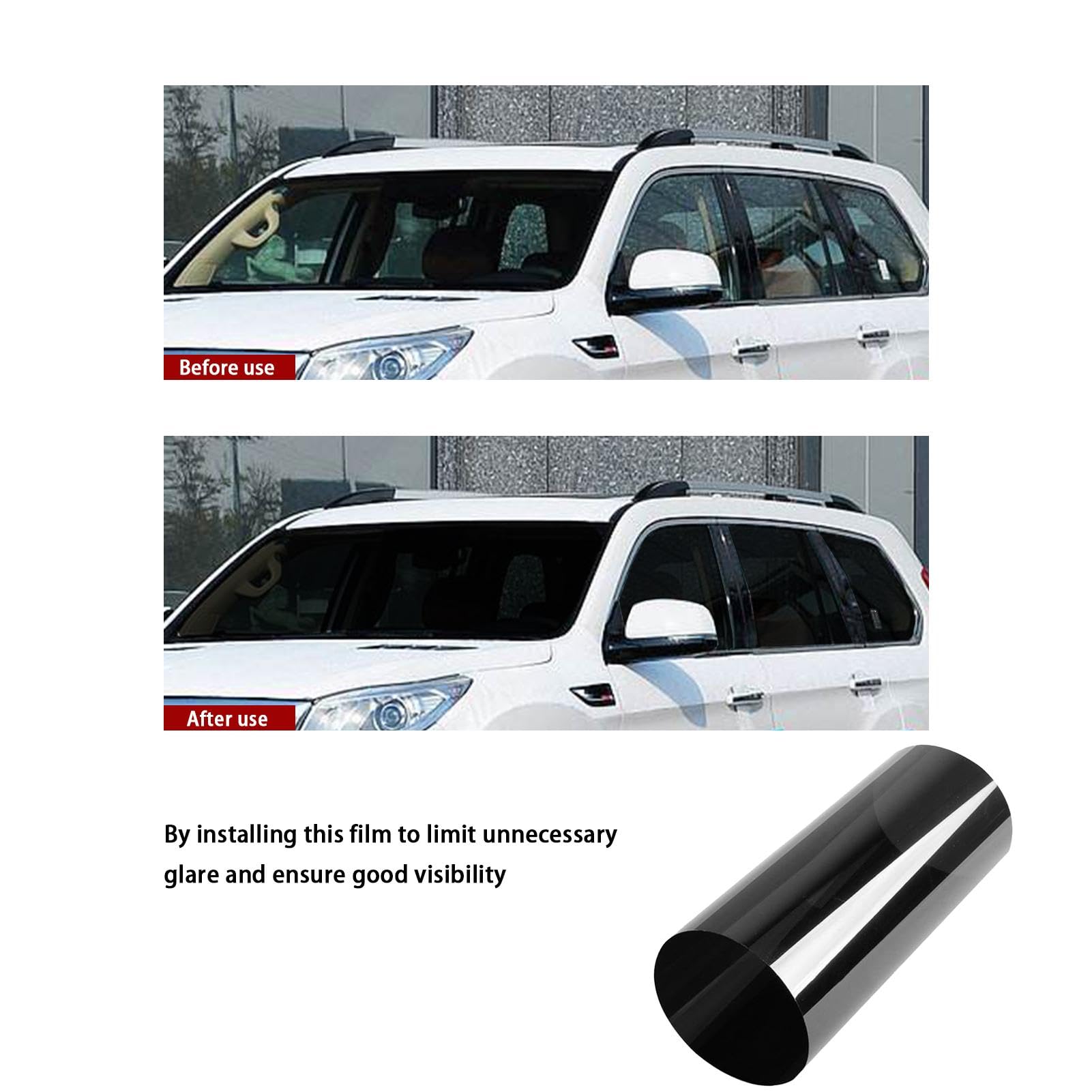 YUD 25% Film Teinté Fenêtre Pour Voiture Vitre Membrane De Protection Solaire Autocollant De Voiture Noir 50*300cm - Auto