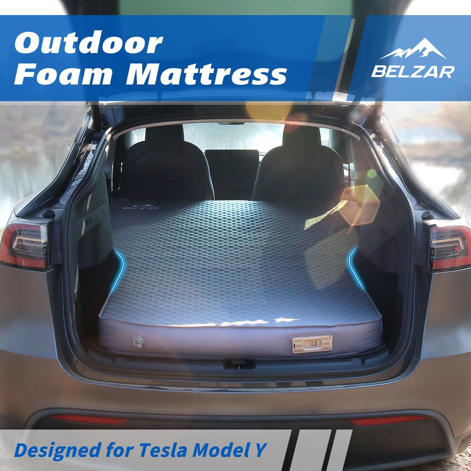 BELZAR Tesla Model Y Mattress with Built-in Cordless Pump, 4