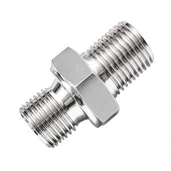 Yoebor 304 Stainless Steel Hex Pipe Nipple 1/4" G Male x 1/4" NPT Male 1pc
