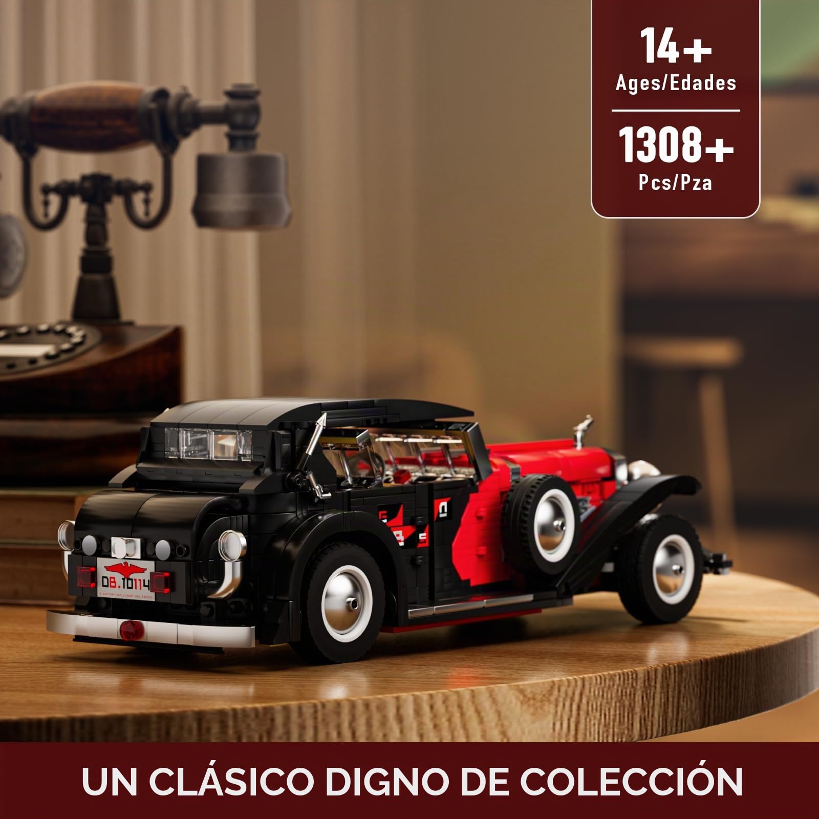 Mould King Tecnología Coche Clásico Modelo Bloques de Construcción DSBG Retro Lujo Kit de Montaje Bloques de Fijación Deportivo Regalo para Adultos y Adolescentes (1308 piezas)