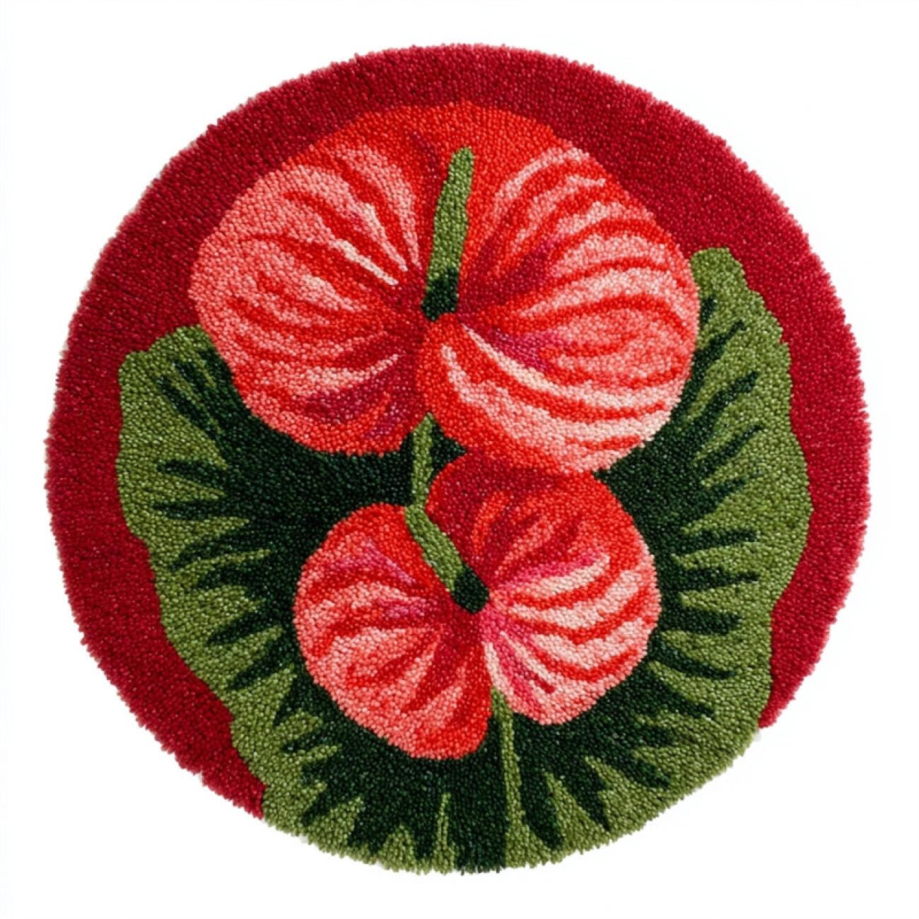 Kitquiver G Round Ru Latch Hook Kit Red Calla Lilies 50X50cm