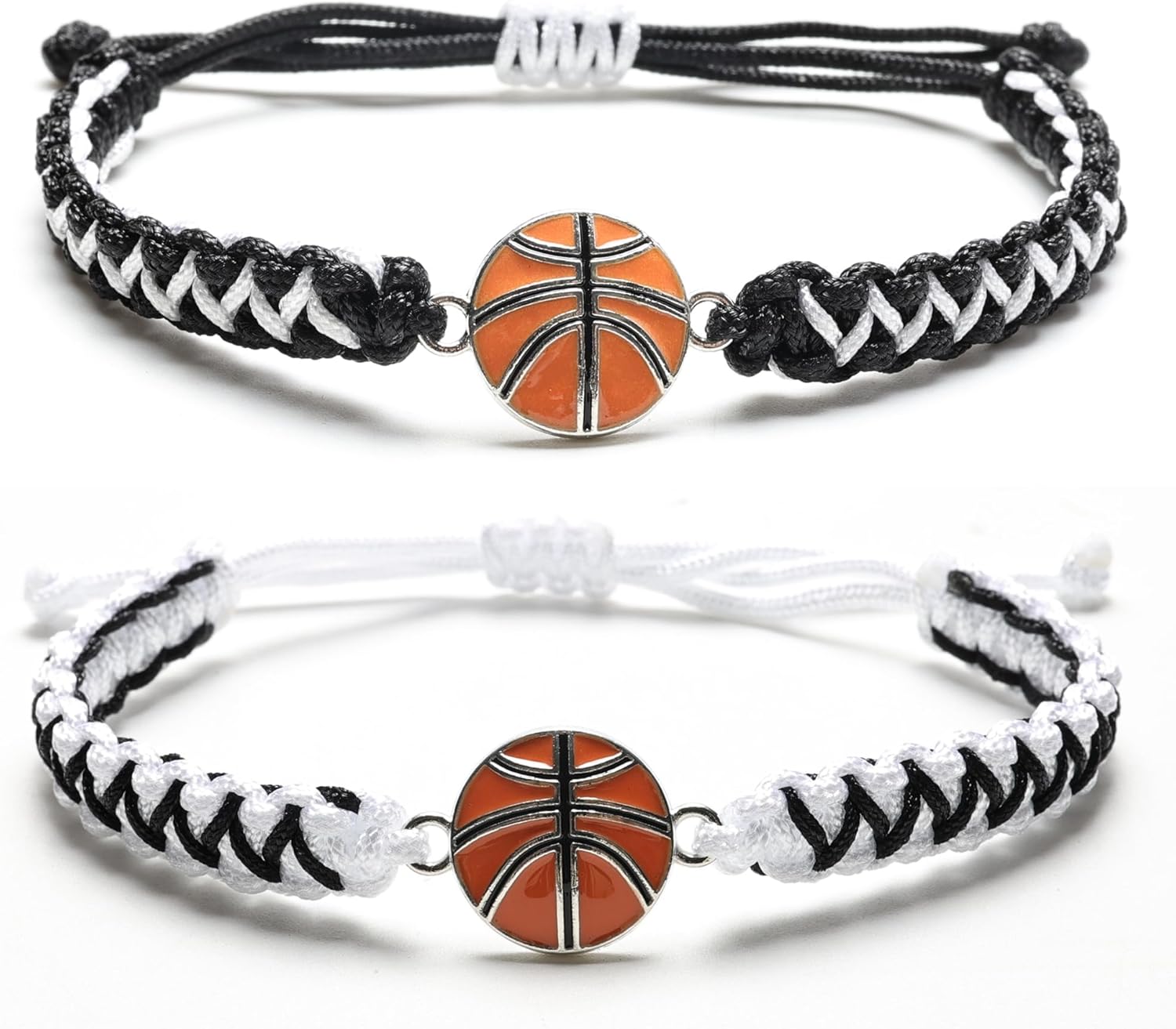 Basketball Bracelet Adjustable Braided Sports Jewelry Wristband Stylish Basketball Gifts for Men Women Players Fans Team Members Game Day Accessories
