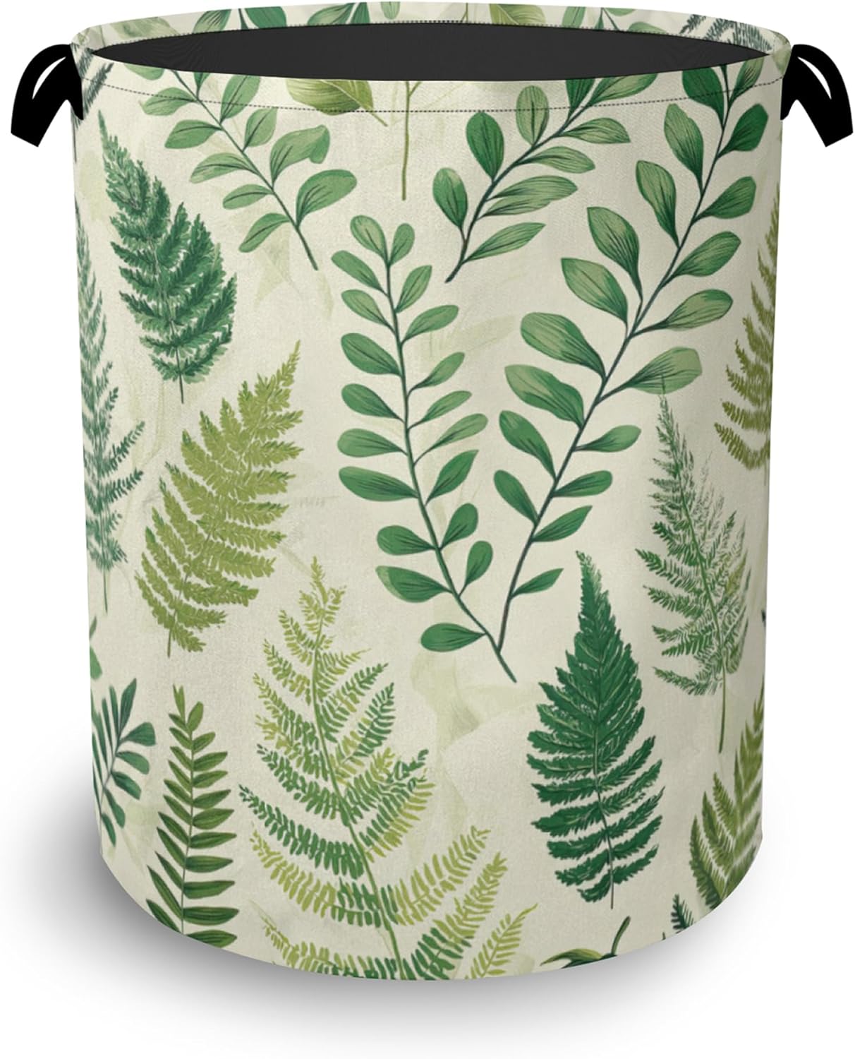 Fern Herbs Laundry Hamper,Botanical Floral Leaf Dirty Clothes Laundry Basket with Handles Waterproof Oxford Cloth Storage Basket for College Dorms Bathroom Bedroom 16" x 20.8"