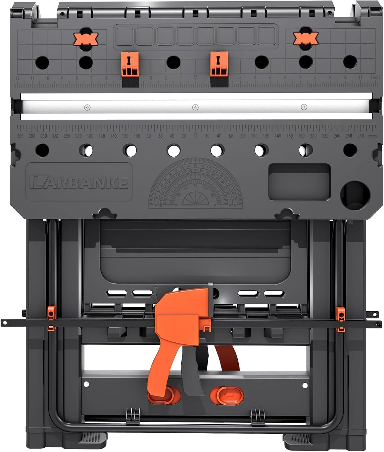Anyyion Work Bench,2-in-1 Folding Work Table and Sawhorse, 31" W x 25" D x 28”-31" H,Easy Setup Portable Workbench, 4pcs Clamps, 2pcs Bench Dogs