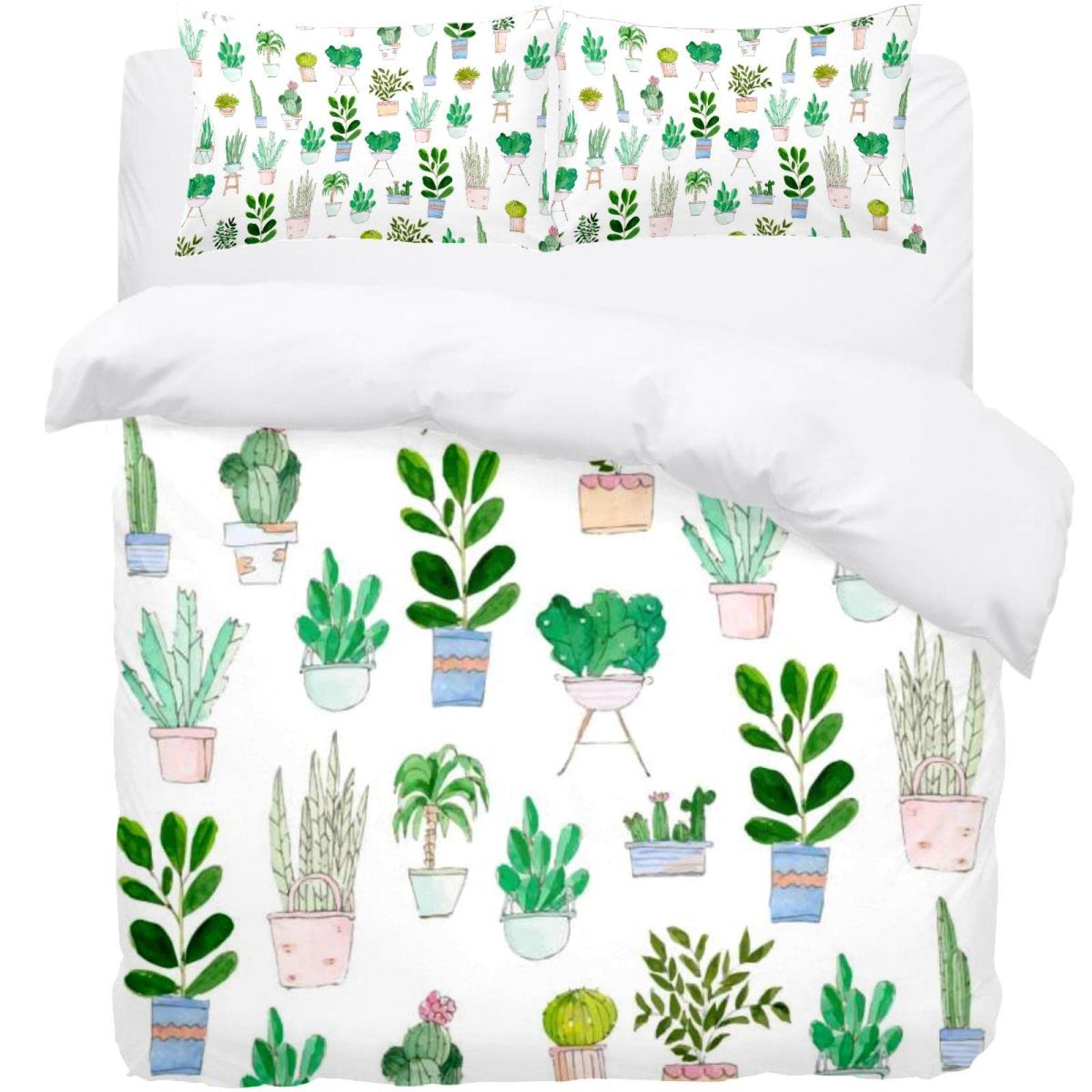 Parure de lit simple 3 pièces avec housse de couette florale et taies