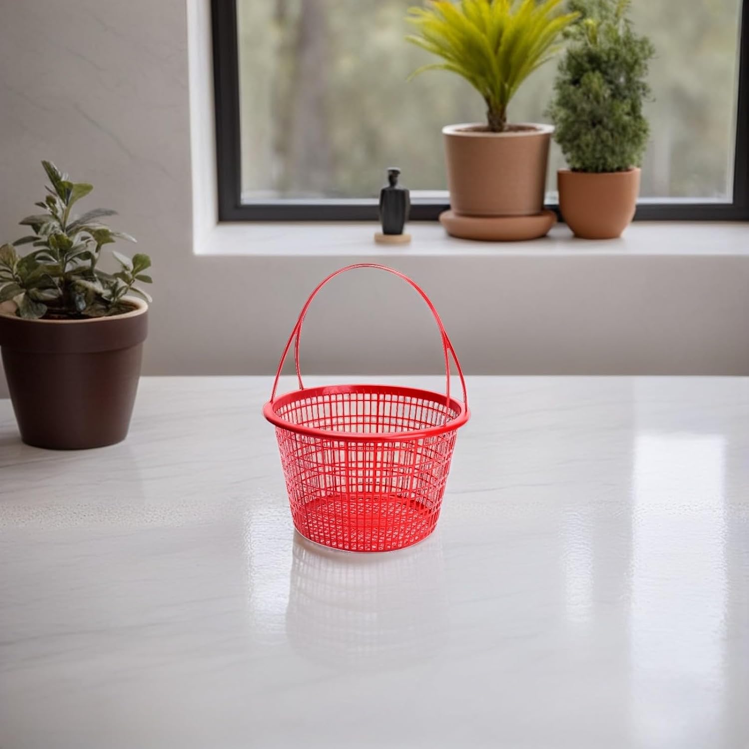 Ciieeo 10pcs Reusable Plastic Fruit Picking Basket with Handle for Strawberry Cherry and Blueberry Harvesting, 1.5kg Capacity, Mesh Design for Easy Storage and Portable Outdoor Use