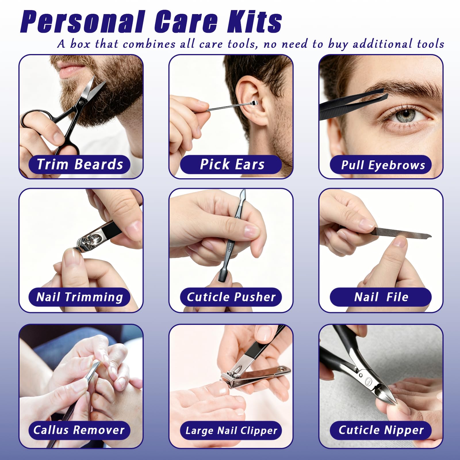 Kit de Manucure et Pédicure 17-en-1 Professionnel, Ensemble Coupe-Ongles en Acier Inoxydable avec Étui de Voyage Portable, Durable & Compact pour Soins à la Maison & en Déplacement