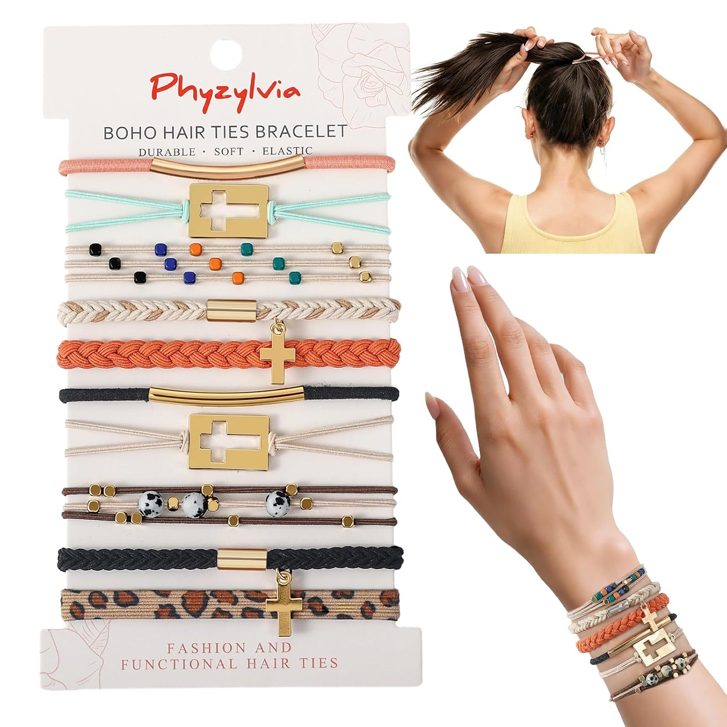 Boho Hair Ties Bracelet - Cute Elastic Ponytail Holders