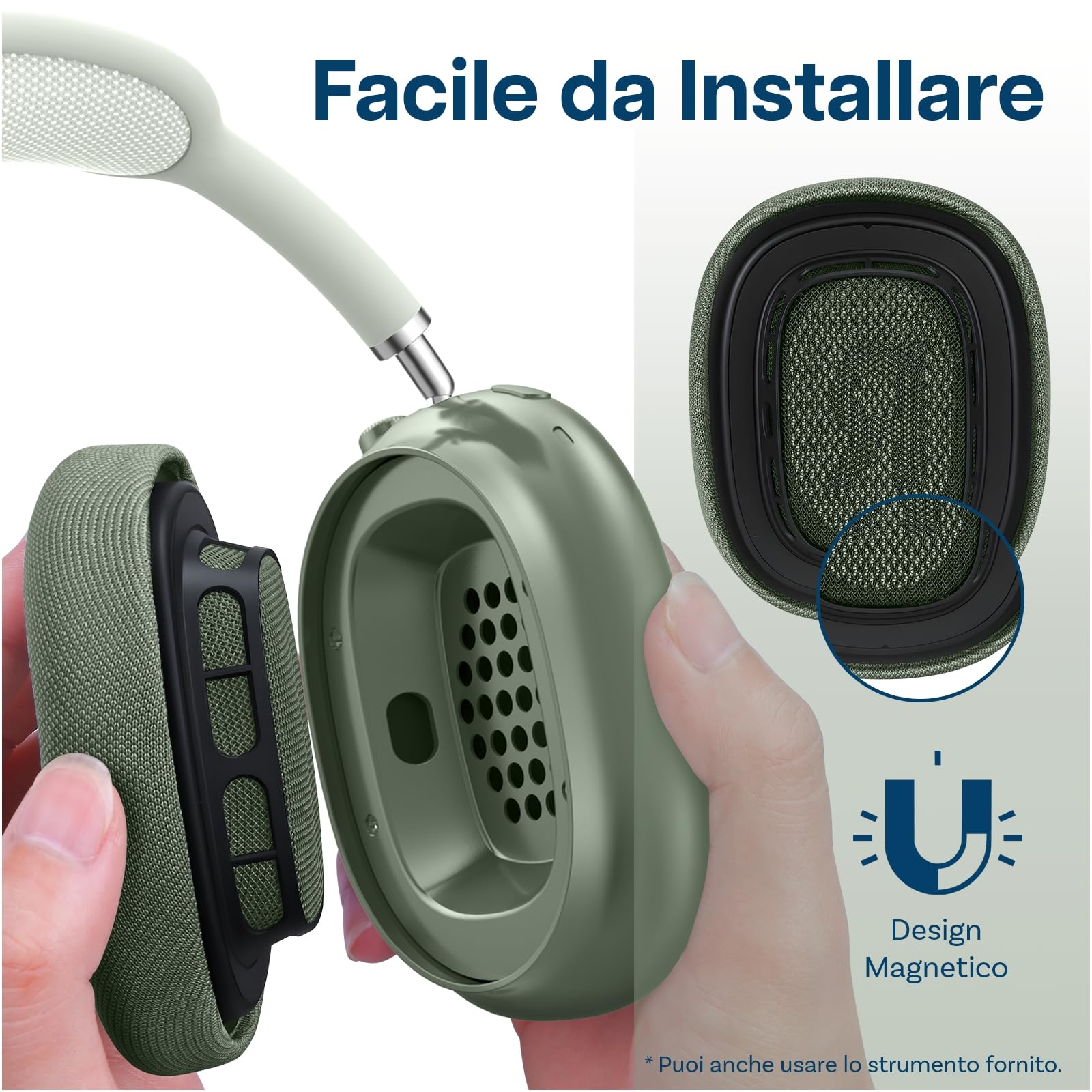 Cuscinetti Auricolari di Ricambio per AirPods Max Cuffie di MMOBIEL - Premium - Memory Foam e Mesh Fabric Cuscinetti Cuffie con Strato di Silicone - Padiglioni – Verde