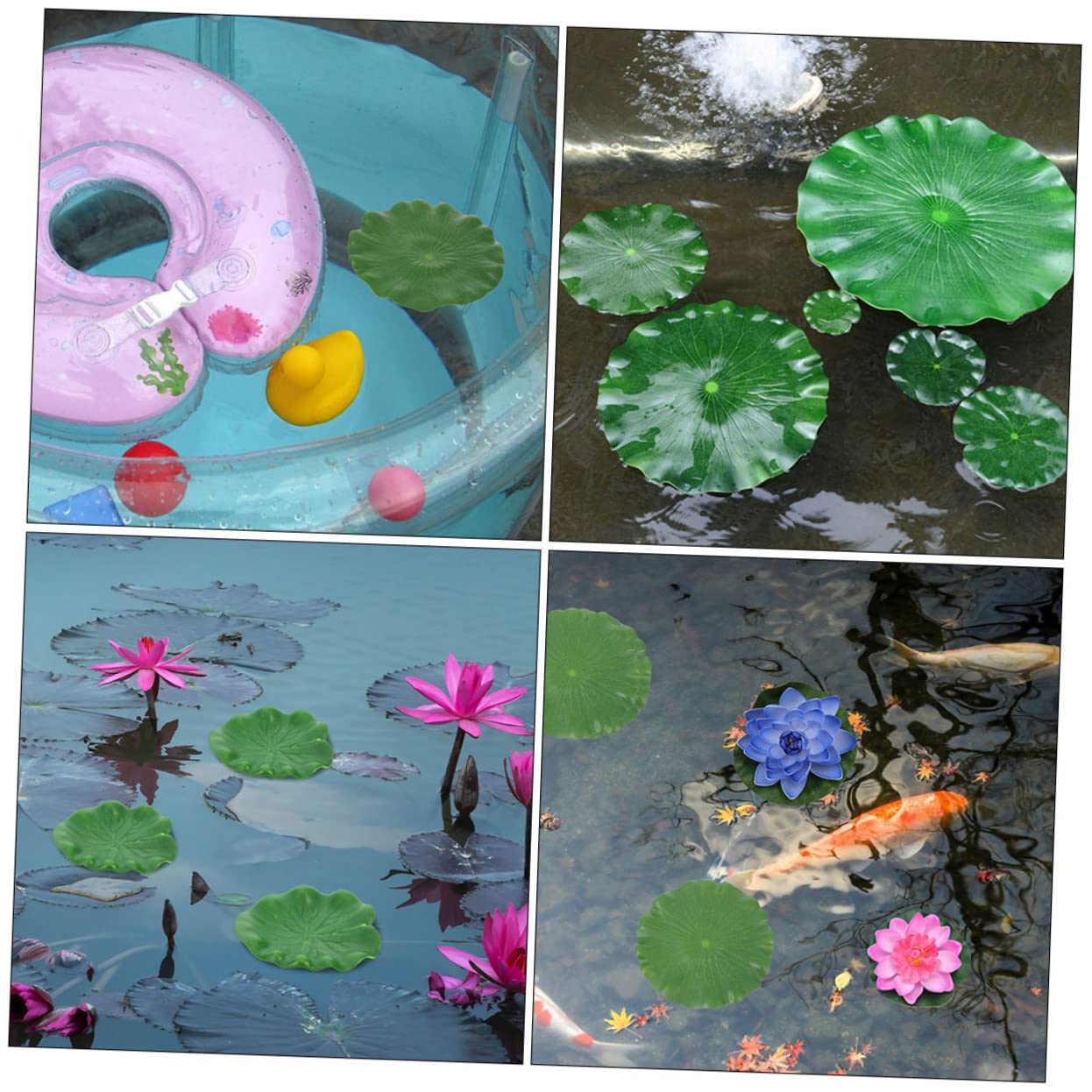 Foglie Di Loto Artificiali Molain - 8 Pezzi Ninfee Galleggianti In Schiuma Per Laghetti E Acquari - Foto 10