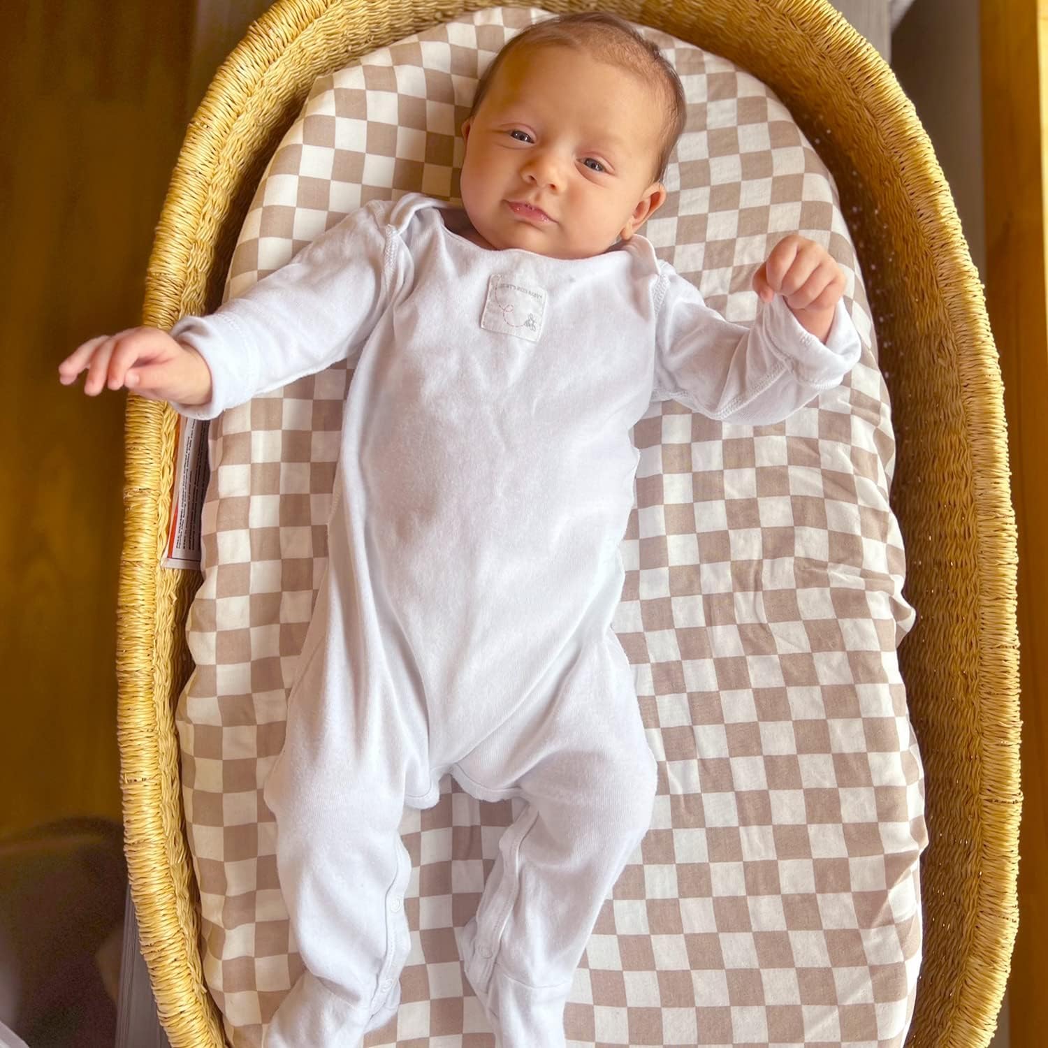 LifeTree Muslin Crib Sheets and Changing Pad Covers Fitted, Checkered Pattern, 70% Viscose from Bamboo and 30% Cotton Fabric