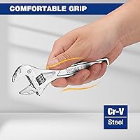 Vista 2 de WORKPRO - Llave ajustable de 6 pulgadas de alta resistencia con escala imperial y métrica, llave premium de acero Cr-V, cromada