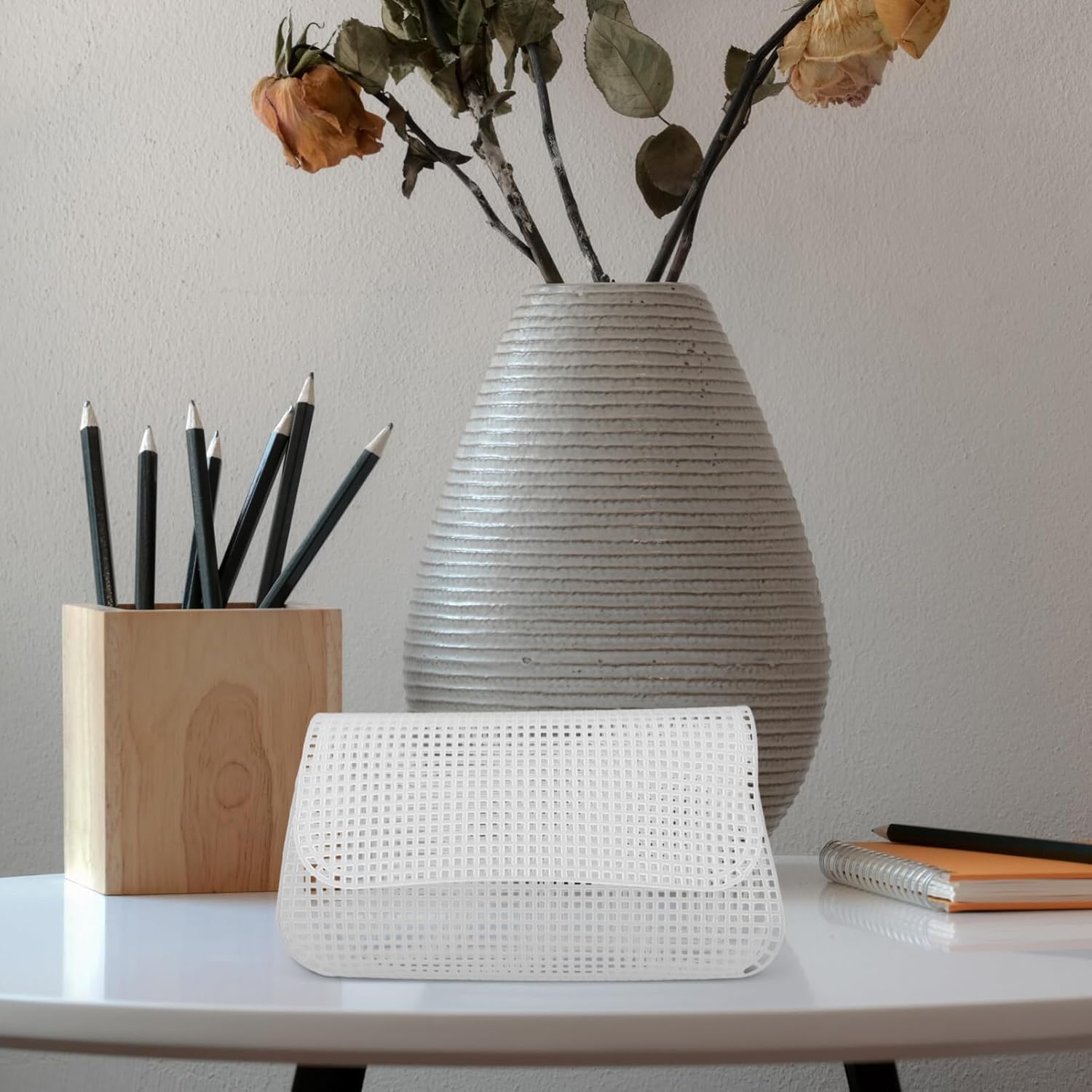 DIYEAH Plastic Mesh Canvas Sheets for Crochet Bag 4pcs White 2mm Grid Plastic Canvas for Cross Stitch 13.97 X 12.99 Inch