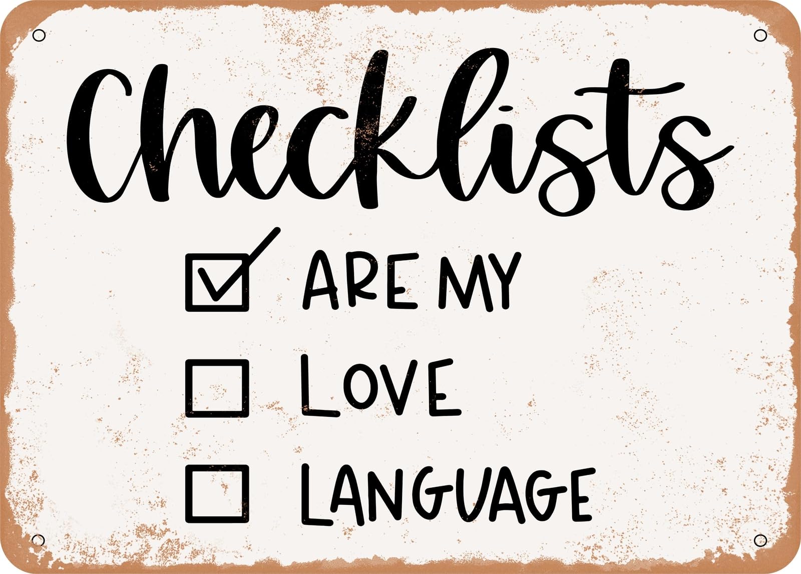 Miaomansenstore Metal Sign - Checklists - Vintage Look Sign Home Decor