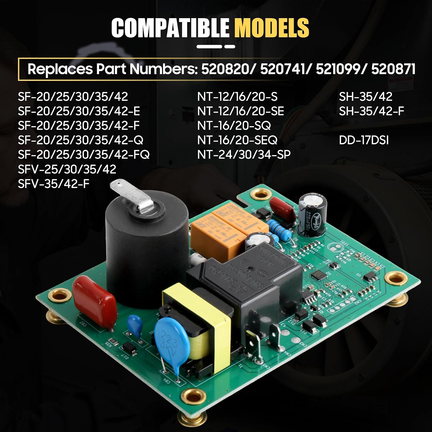 520820 RV Furnace Ignition Circuit Board with Fan Control 12V DC Ignition Module Board Compatible with Suburban NT12/16/20/24/25/30/34/42 & SF20/25/30/35/42 Series, Replace 521099 520741 520871