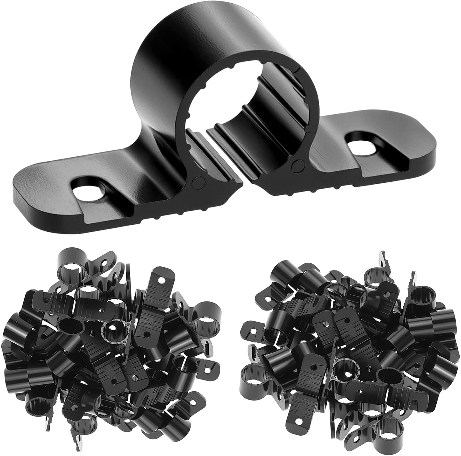 100 Pack 1/2 Inch Pipe Supports Suspension Clamp Pipe Clamps Black Plastic for PEX, Copper, CPVC
