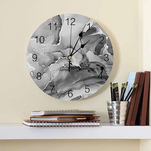 Miniatura 2 de Reloj de pared silencioso sin tictac decorativo para cocina, dormitorio, baño, oficina, sala de estar, lavandería, hogar, funciona con pilas, reloj
