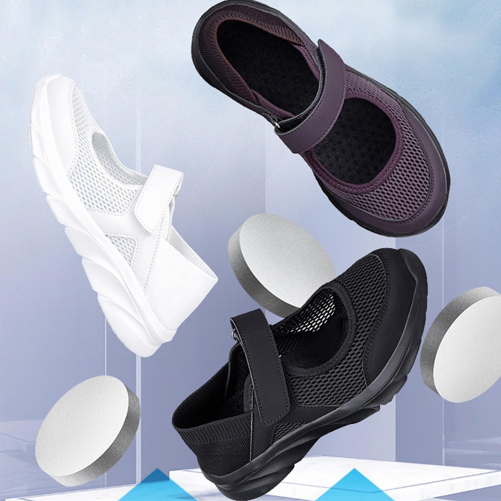 Damskie buty na lato, oddychające, antypoślizgowe, miękkie podeszwy, starsze buty