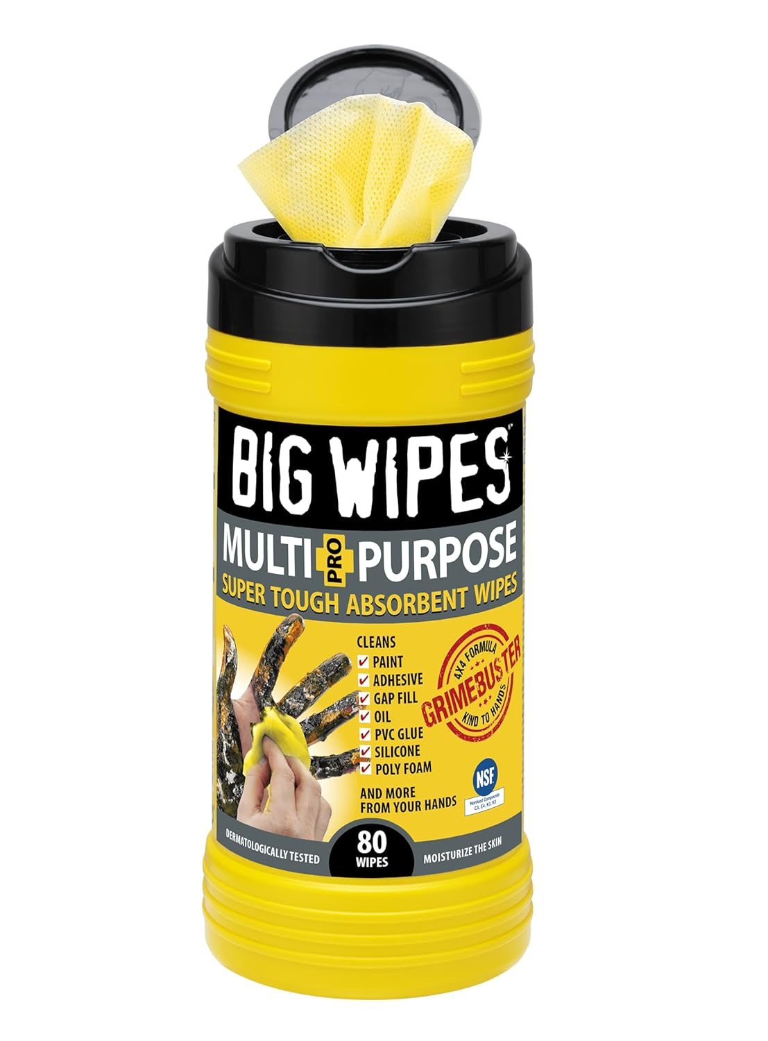 Big Wipes 60020048"Black Top" Heavy Duty Industrial Scrubbing Wipes, 80 Count