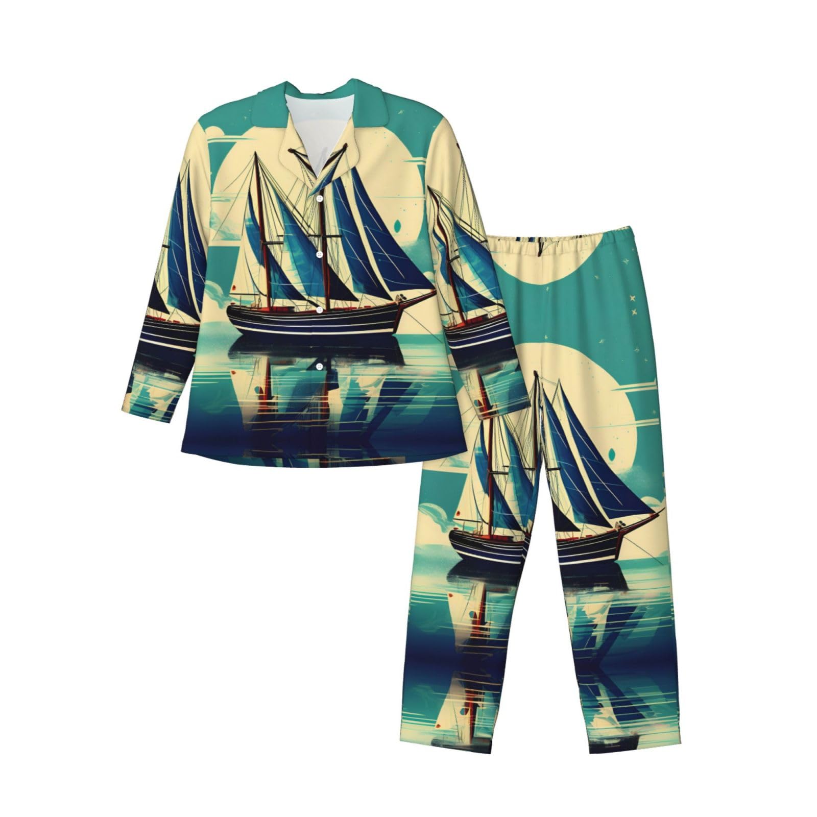 Pyjama imprimé bateau pour une soirée confortable à la maison - 8