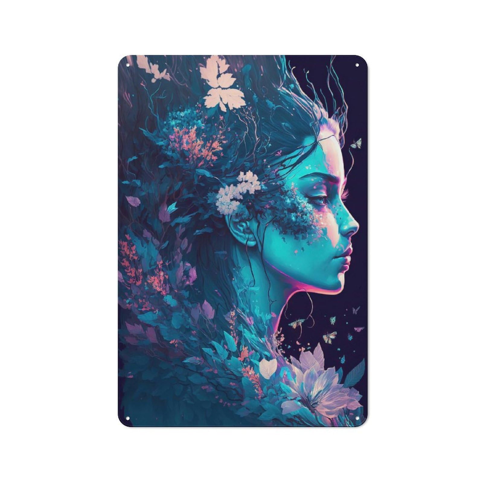 Flowerpunk God Metal Wall Sign 30x20cm, Clean Industrial Loft Wall Plaque for Workspace, Cafe, Hallway Or Garage