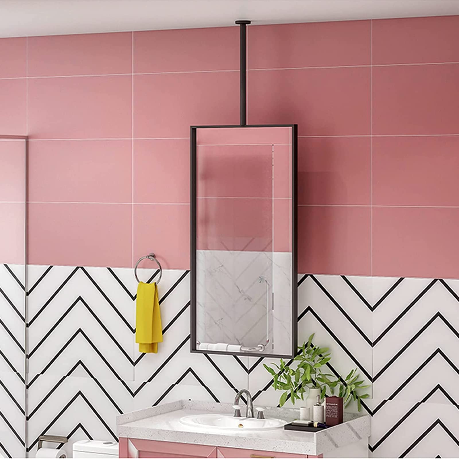Miroir carré en métal 50x70 cm cadre personnalisable pour mur de chambre