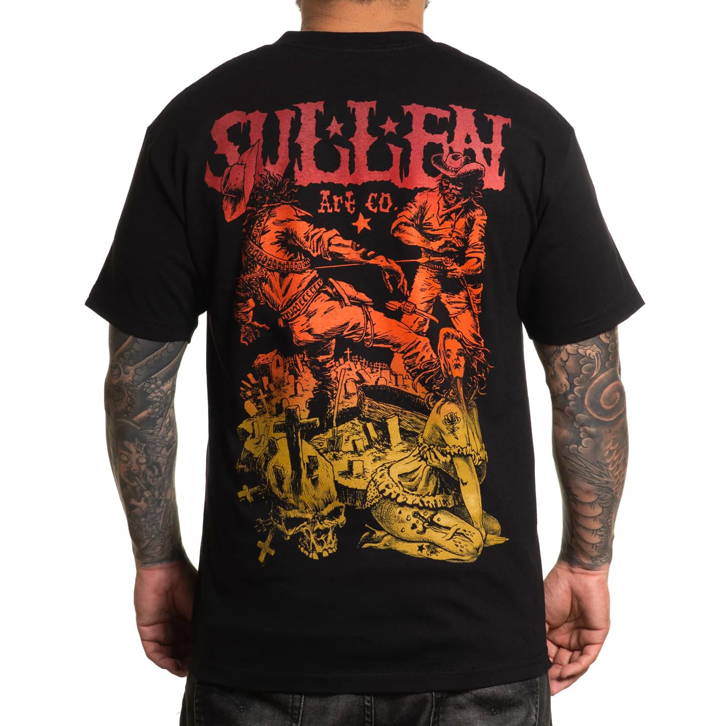 SullenSullen Men's to The Grave Tattoo Lifestyle Graphic Art Western Standard Soft Short Sleeve Tee