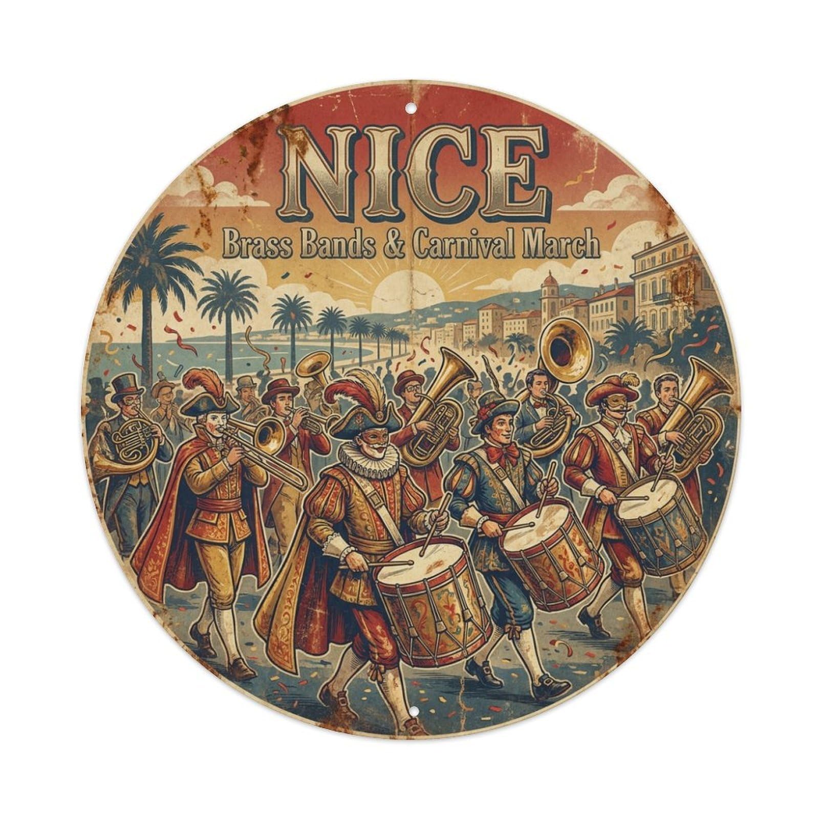 Olhnbad Style Culture Travel Nice Drum Parade Carnival March Retro Metal Tin Sign