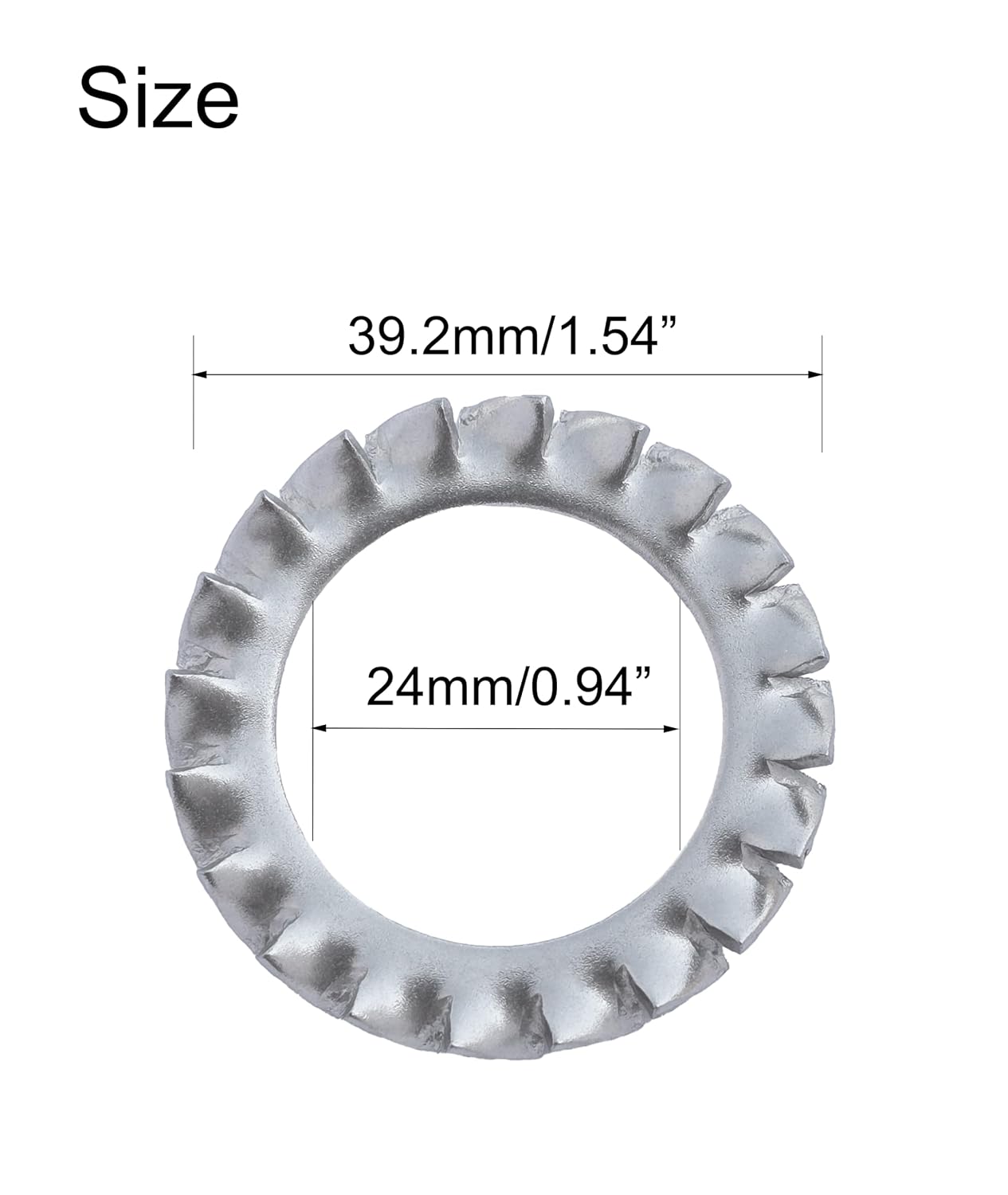 NACX M24 Stainless Steel External Tooth Star Lock Washers, External Multi-Tooth Star Lock Washers, 15PCS