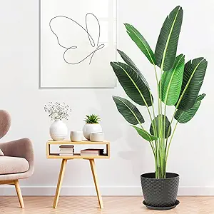Amyove 5 Ft Artificial Tree Bird of Paradise Artificial Plant Faux Plant Palm Tree Artificial Bird of Paradise Plant for Home Decor Indoor Outdoor Office (60inch, 1 Pack)