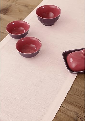 Vista 178 de Solino Home Camino de mesa de lino – 14 x 90 pulgadas, lino europeo, beige – Fete, hecho a mano con tela de lino 100% puro
